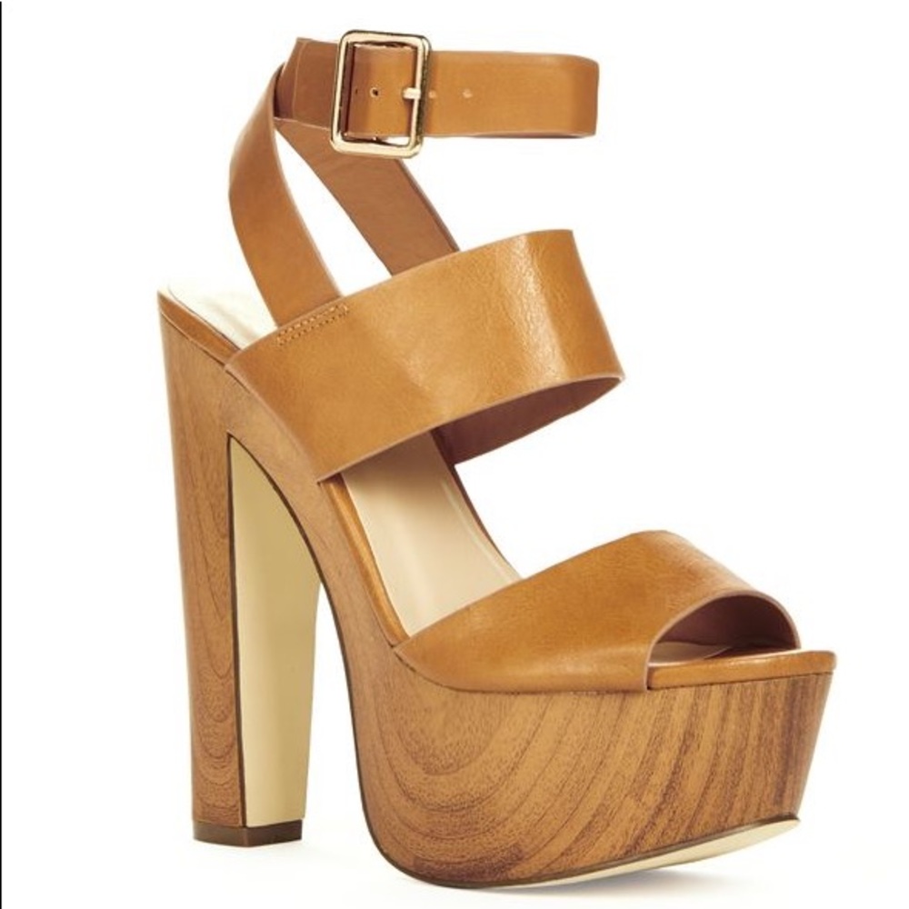 JustFab Vintage Wood Platform Heels